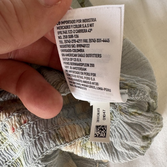 American Eagle Smocked Tube Top Ruffle Hem Blue Floral Medium Festival Y2K - Picture 12 of 14